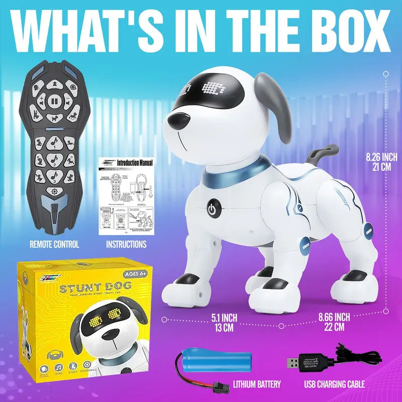 RC Robot Dog Interactive Robot for Kids Remote Control Stunt Dog Intelligent Robo Smart Dog for Kids can Sing Dance and Programming Great Christmas New Year Gift for Children 3-8