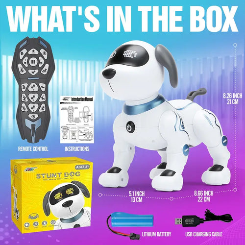 RC Robot Dog Interactive Robot for Kids Remote Control Stunt Dog Intelligent Robo Smart Dog for Kids can Sing Dance and Programming Great Christmas New Year Gift for Children 3-8